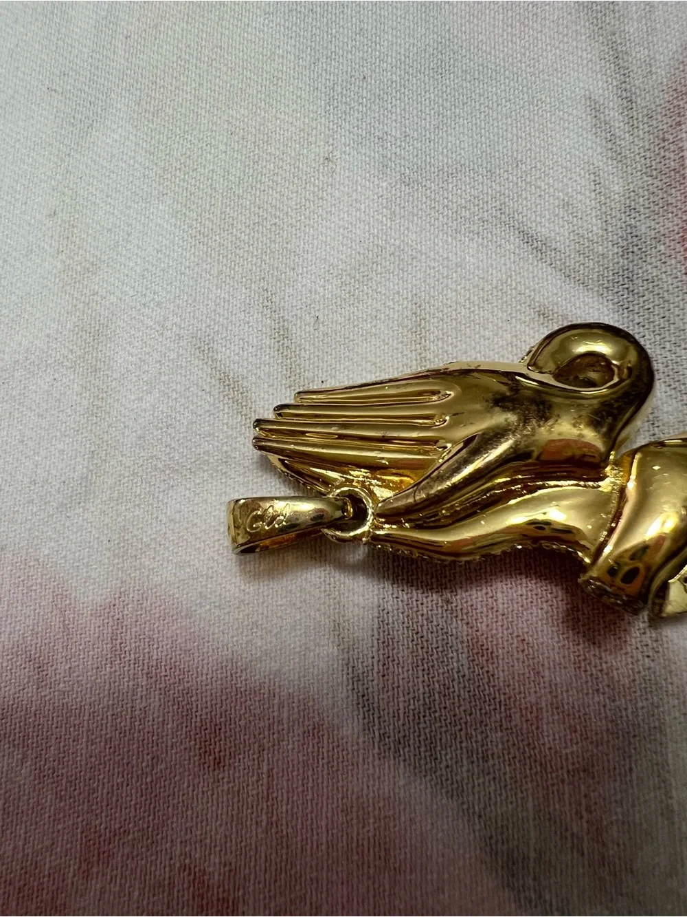 GLD Iced Praying Hands with Cross Pendant in Gold Tone